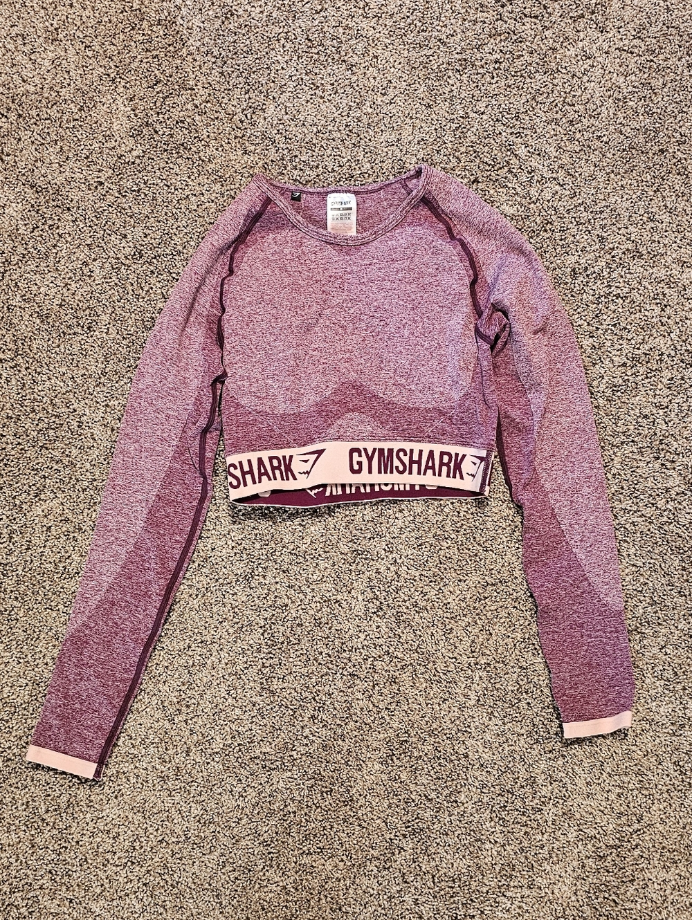 Gymshark Burgundy Seamless Cropped Long Sleeve Top